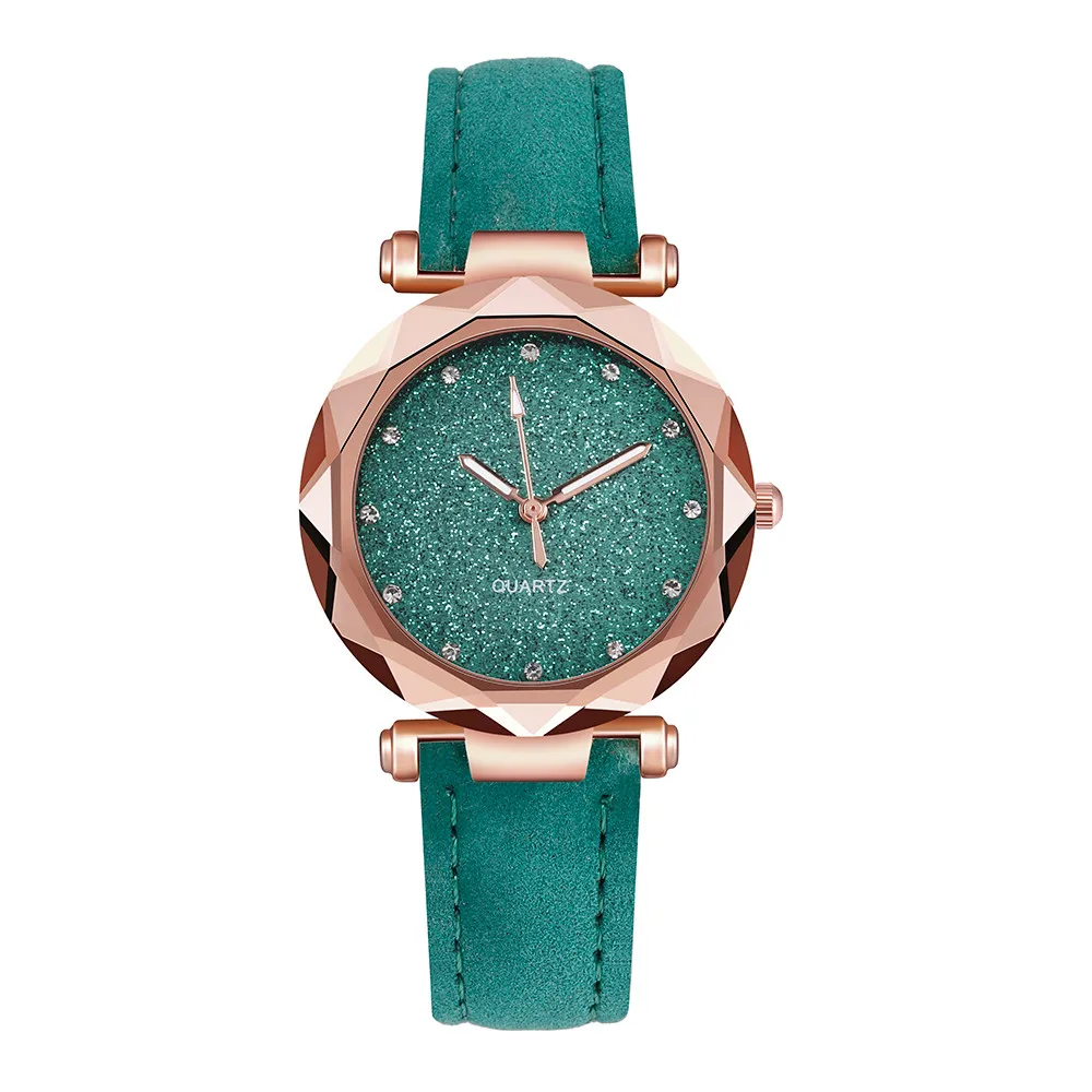 Женские часы, женские модные корейские стразы, розовое золото, кварцевые часы, женские часы с ремешком, reloj de mujer, часы, платье,, подарок Q - Цвет: Watch Green