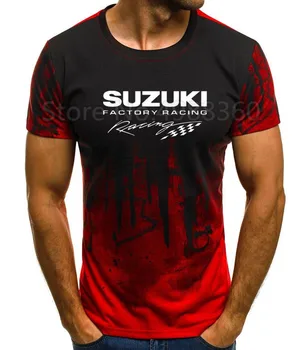 

New Summer Suzuki Team Racing Short Sleeve T-shirt Mens Suzuki Gsxr Gsx R Print clothing O-neck splash-ink Printed t-shirt