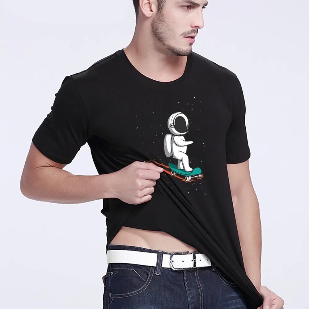 Men T Shirt Harajuku Summer Short Sleeve Astronaut Printed Tshirts Loose Fashion Tops Tees Trend Clothing Streetwear Pullover