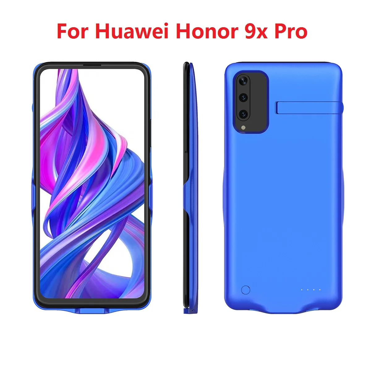 6500 мАч батарея зарядное устройство чехол для huawei Honor 9X чехол расширение резервного копирования зарядки Powerbank чехол для huawei Honor 9X Pro Чехол подставка - Цвет: Honor 9X Pro Blue
