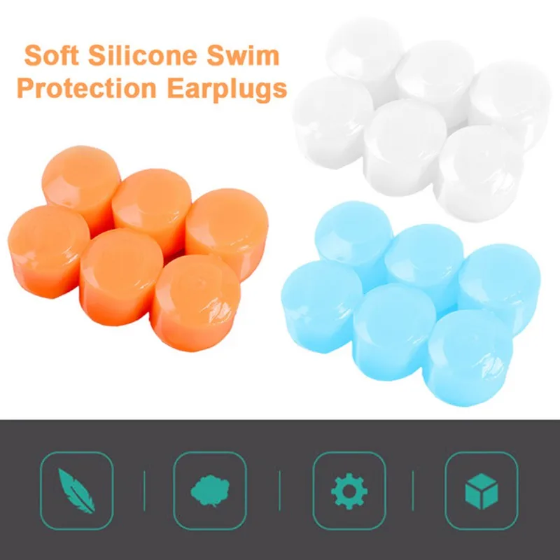 3 pair Swimming Earplugs Anti-noise Earmuffs Waterproof Silicone Soft Water Sports Earplugs Showering Protective Earplugs