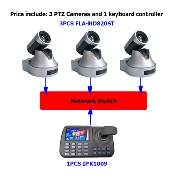 شراء5 بوصة شاشة الكريستال السائل شبكة تحكم لوحة المفاتيح 20x التكبير كامل HD IP كاميرا متحركة HDMI SDI ل فيديو غرفة المؤتمرات الحل أطقم