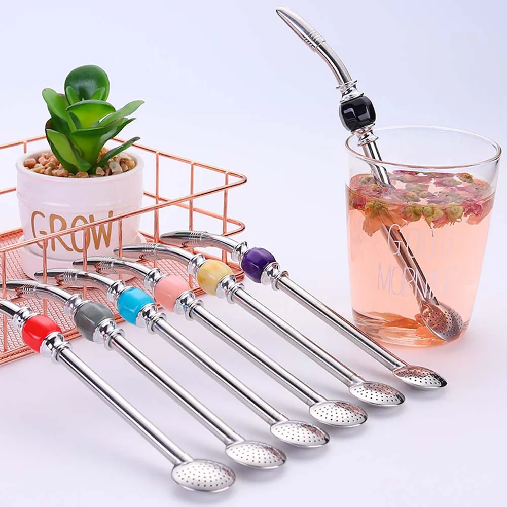

3 In1 Stainless Steel Drinking Straw Spoon Tea Filter Yerba Mate Straws Bombilla Gourd Reusable Tea Tool Washable Bar Accessory