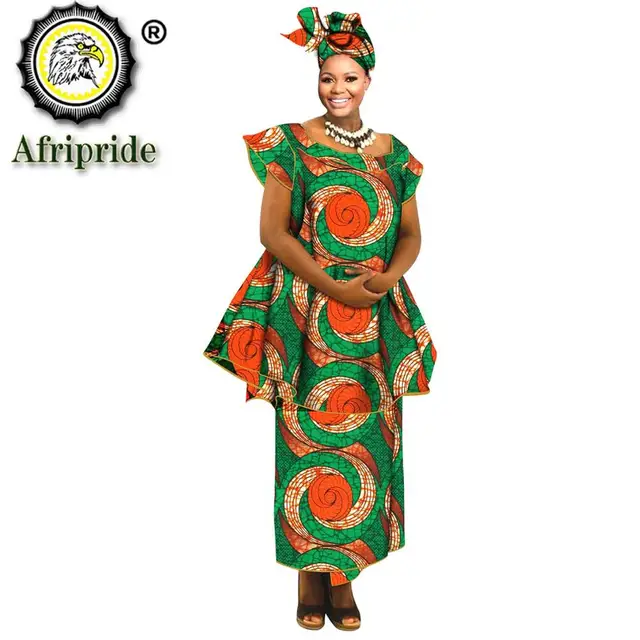 African Clothes for Women Crop Top Midi Skirt Match Print Headwraps Set Dashiki Outfits Plus Size Outwear Ankara Attire S2026015 690-4