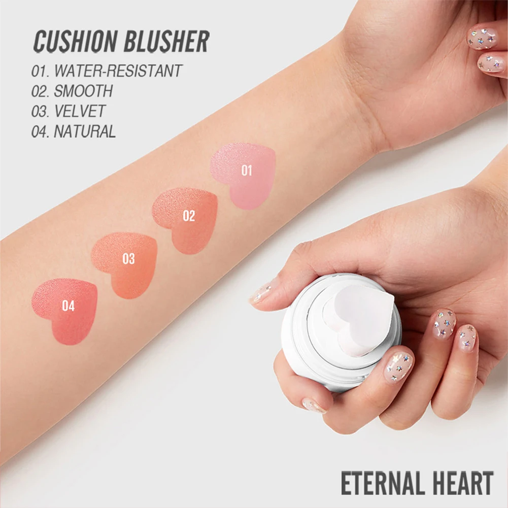 O.TWO.O Air Cushion Blusher Folding Heart Shape Shimmer Blush Rouge 4 Colors Easy To Wear Natural Face Makeup Blush TSLM1
