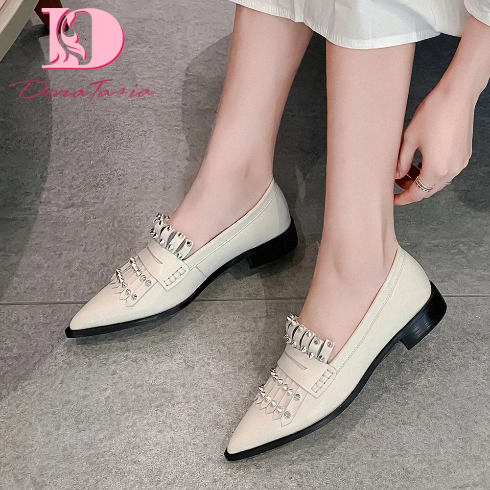 

Doratasia New Fashion Genuine Cow Leather Pointed Toe Concise Shoes Woman Flats Slip-On Comfortable Flats Women Shoes