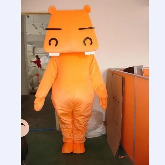 

New Version Orange Big Tooth Hippo Mascot Costume Adult Birthday Party Fancy Dress Halloween Cosplay Outfits Clothing Xmas