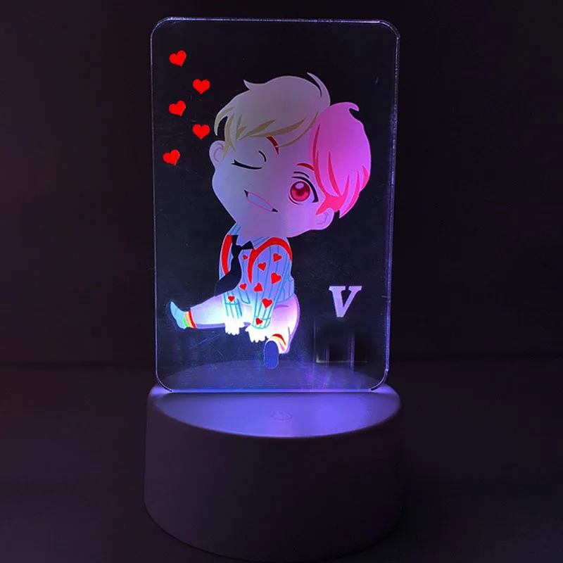 KPOP Bangtan мальчики аниме карта душа Persona стенд фигура доска Красочные Акриловые Настольная лампа Декор JUNG KOOK JIMIN JIN SUGA - Цвет: V
