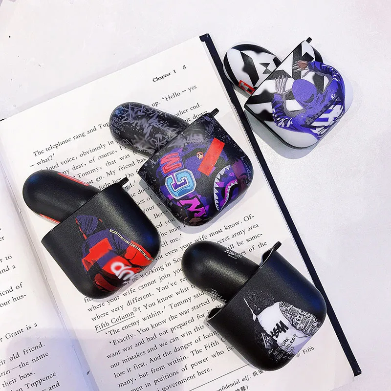 Модная спортивная одежда для мальчиков чехол для Apple Airpods крышка Симпатичные Силиконовые Bluetooth наушники чехол для airpod 2 стиле «граффити» из мультфильма; зарядным устройством