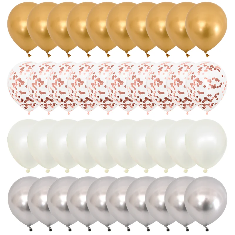 40pcs set8 40 шт. 10 дюймов металлические золотисто-белые жемчужные шары для вечеринки в честь Дня рождения или свадьбы темно-синий золотой воздушный шар "Конфетти" Декор для детей - Цвет: 40pcs set8