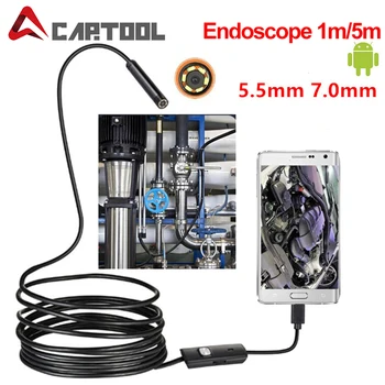 

1M 2M 5M Endoscope Camera 5.5mm 7mm IP67 Waterproof 6 LED Borescope Car Inspection Camera For Android Loptop