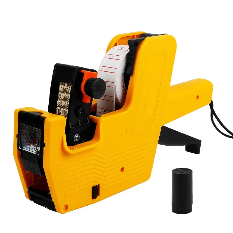 Price Gun yellow MX-5500 8 цифр ценник пистолет+ 500 Белый w/красные линии этикетки+ чернила - Цвет: Price Gun yellow