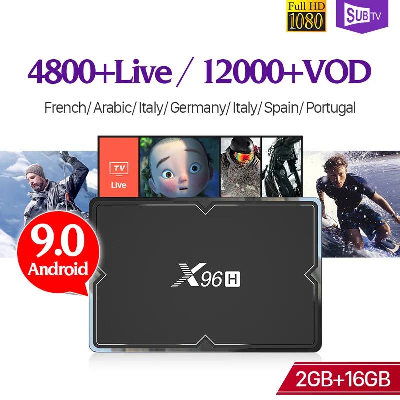 

X96H IPTV Subscription Andriod9.0 TV Box 2G/4G 1 Year SUBTV Code FullHD IPTV Arabic French Italia Belgium Germany Smart IP TV 4K