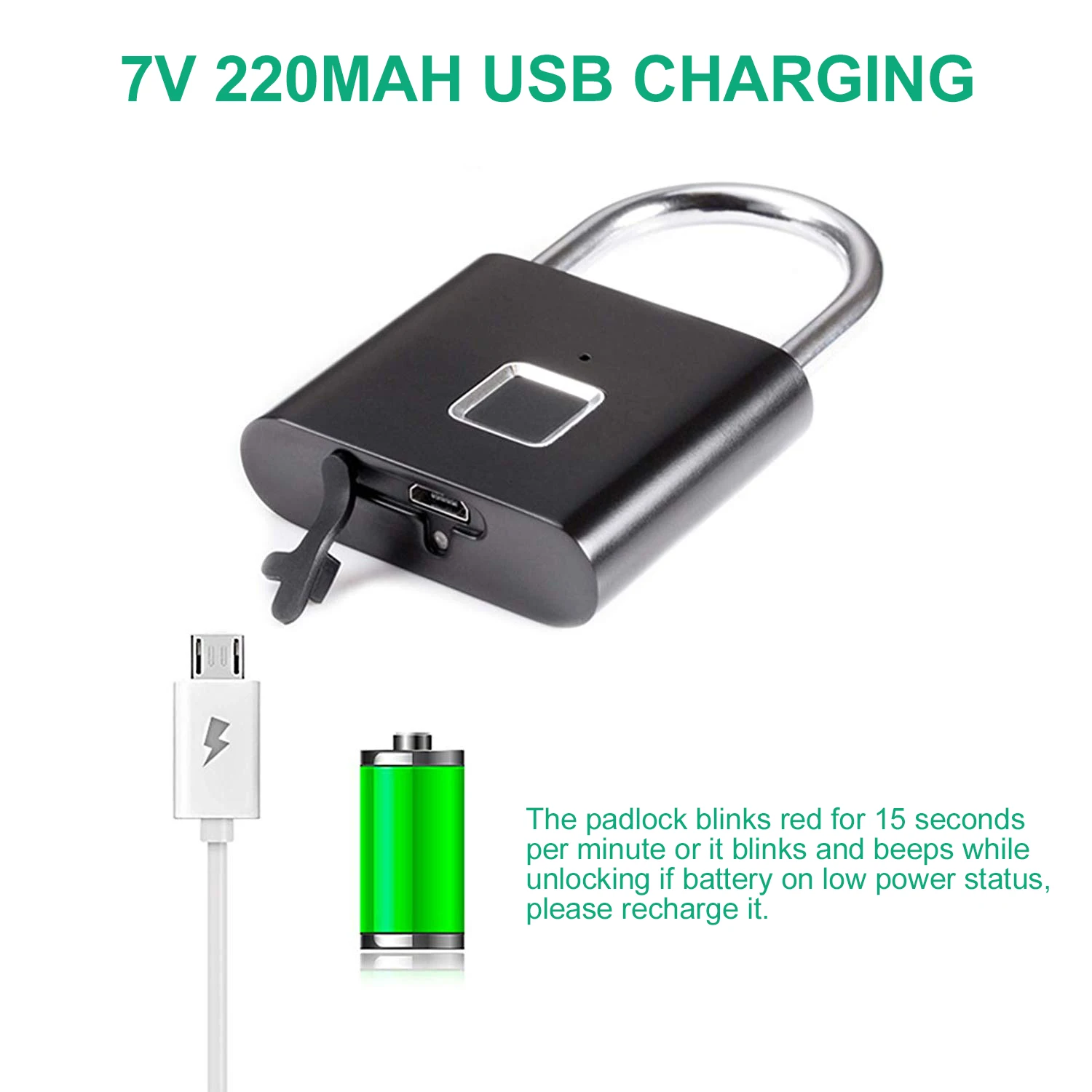 Умный Замок с защитой от отпечатков пальцев, USB Перезаряжаемый IP65 Водонепроницаемый замок без приложения, для помещений и улицы, сумки для хранения багажа, велосипедный