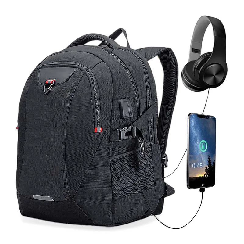

Nylon backpack 2019 new casual USB men's backpack 17 inch simple business waterproof backpack large capacity computer bag outdoo