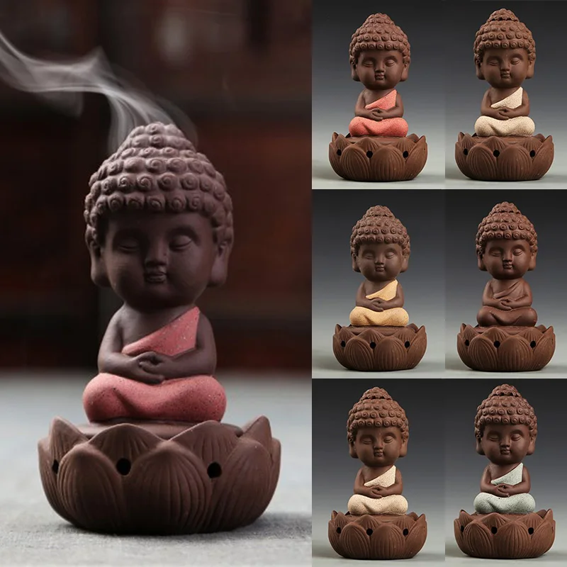 Home Buddha Incense Burner Holder Buddhist Statue/Porcelain Backflow Censer Cone