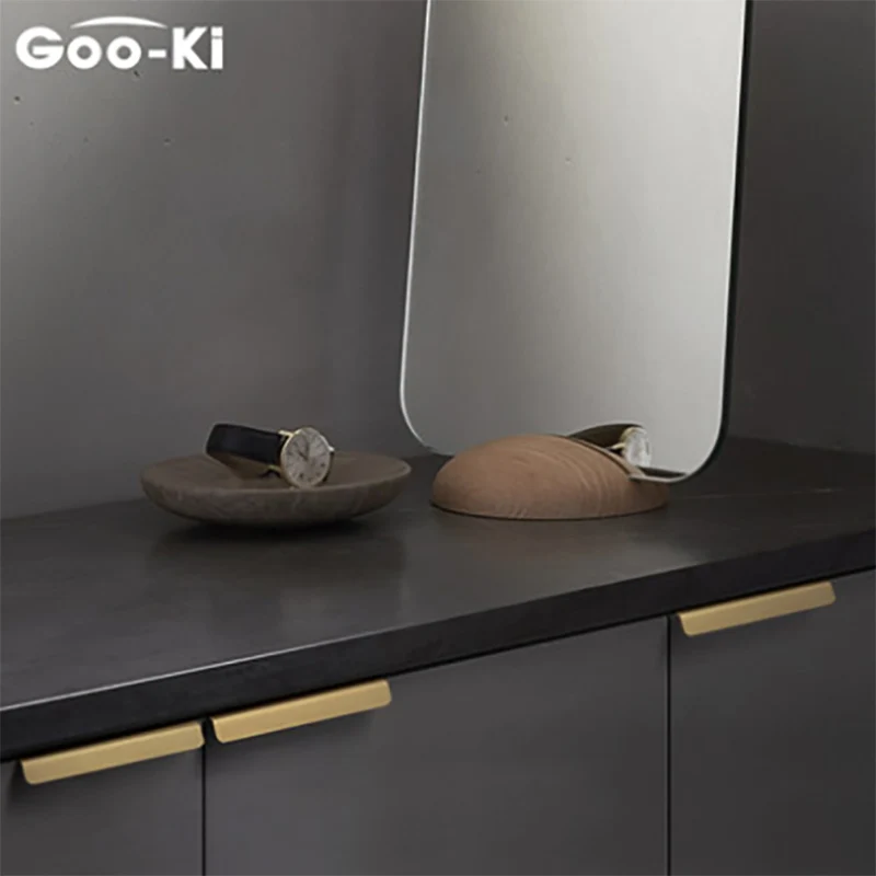 Goo Ki современные латунные ручки со скрытой ручкой для шкафа нарезанные пальцы