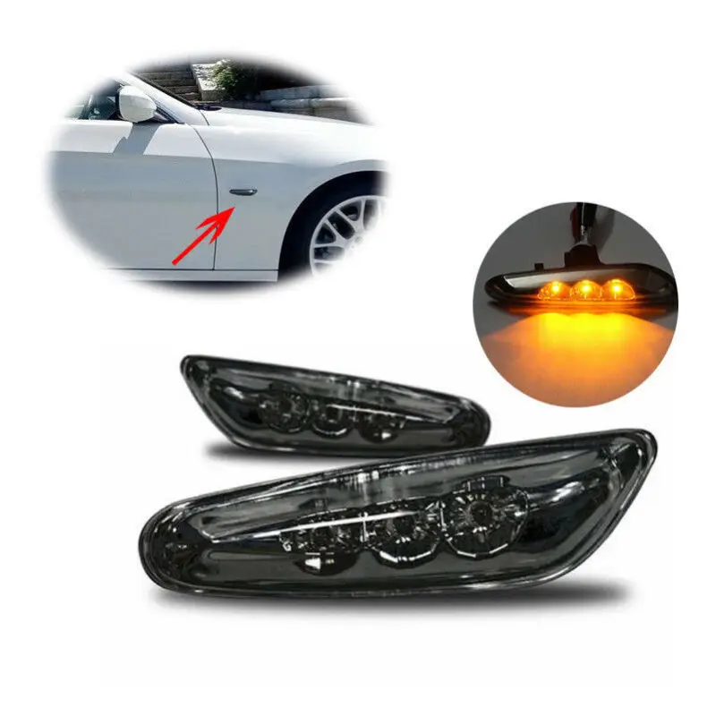 2 шт. Светодиодный Боковой габаритный фонарь Поворотная сигнальная лампа для BMW E82 E88 E60 E61 E90 E91 E92 янтарный цвет поворотные сигнальные огни внешние автозапчасти
