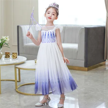 

New Summer Girls Dress Anna Elsa 2 Cosplay Costume For Kids Halloween Princess Dress Fancy Children Gowns Vestidos Infantil
