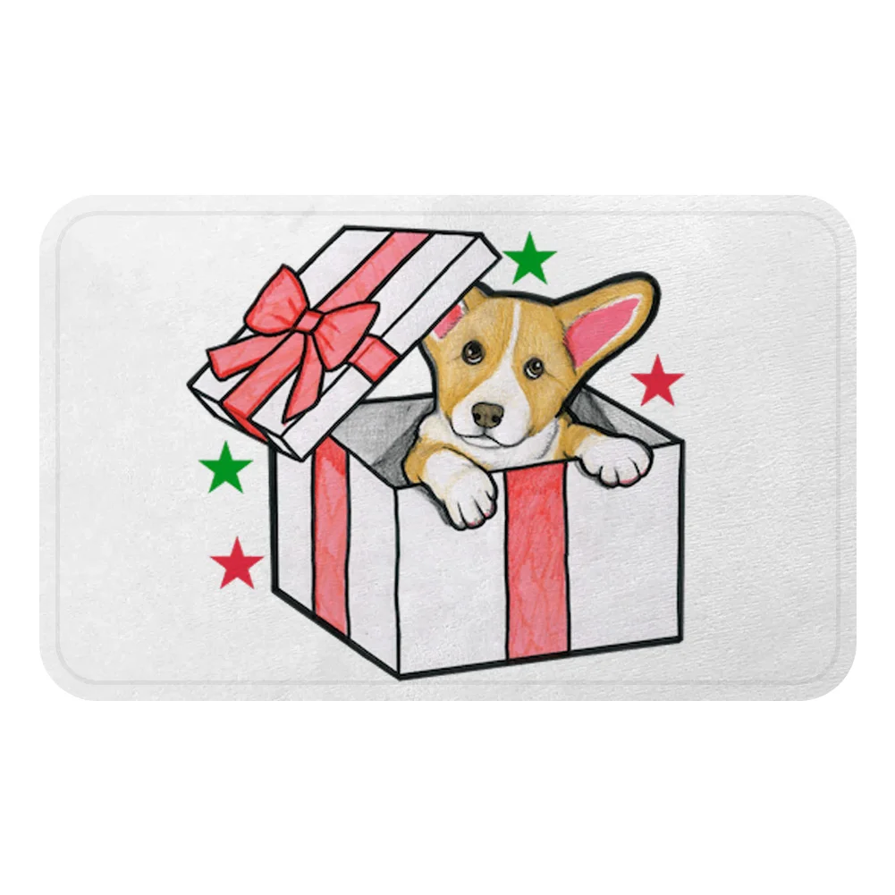 Розовый Merry Christmas собака корги животное друг коврик для щенка коврик для ванной декоративный Противоскользящий коврик комната автомобиль пол барная подложка домашний декор для дверей - Цвет: Розовый