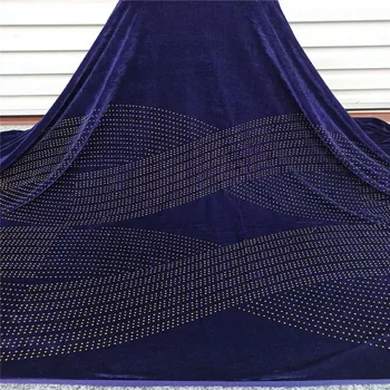 

Royal Blue African Velvet stones Lace Fabric 2020 High Qality Lace Newest Wedding Nigerian French Lace Material For Women Dress
