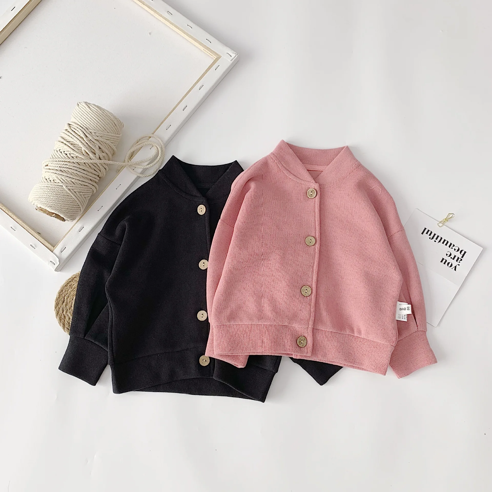 Spring Autumn boys girls letters printed casual knitted coats kids long sleeve thin cardigans