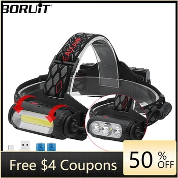 

[TOP SELL!] T6+XPE+COB LED Headlamp 8-Mode With Red Green Light Headlight USB Rechargeable Head Torch Camping Hunting Flashlight
