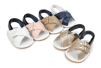 

Newborn Baby Shoes Infant Toddler Buckle First Walkers Cross Beach Rubber Soled Summer Shoes for 0-18M E65D