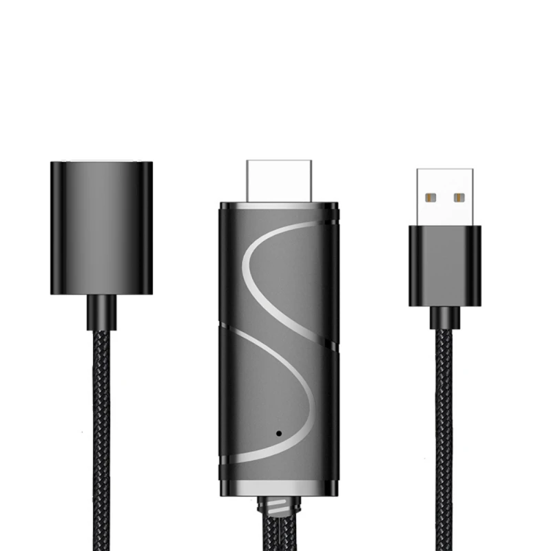 USB To HDMI Mirror Cast Cable Video Adapter Cord Link for IPhone XS MAX XR 11 Pro 5 6 7 8 IOS Android Phone To TV HDTV Projector