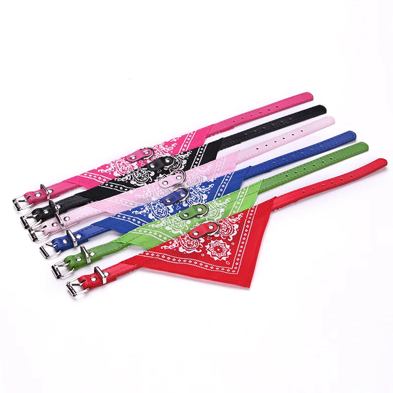 

Adjustable Pet Dog Cat Tie Scarf PU Leather Pet Neckerchief Pet Dog Bandanas Collar For Small Dog Triangular Bow Ties