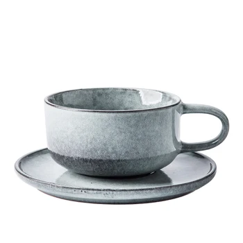 

European Coffee Cup Saucer Set Small Porcelain Handmade Tea Cups with Handle Textured Taza Cafe Portatil Home Container LL50CC
