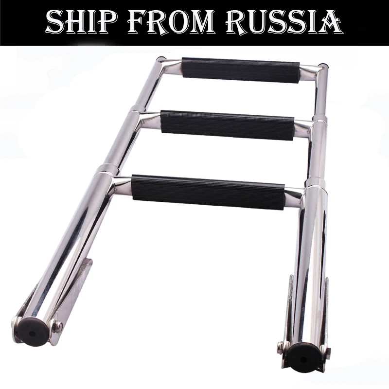 

3 Step Telescoping Folding Ladder For Marine Boat Accessories Platform Boarding Swim Slide Mount Step Stair Ladder