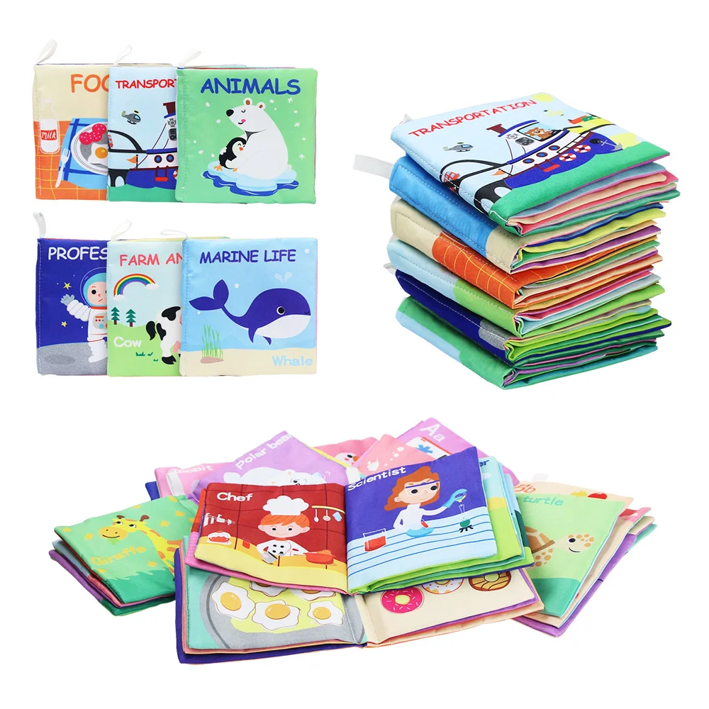 

Coolplay 6PCS Baby Toys Soft Cloth Book Rustle Sound Infant Learning Educational Rattle Toy Newborn Crib Bed Toys 0-36 Month