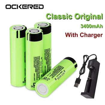 

Classic NCR18650B Battery 3.7V 3400mAh Li-ion Battery for Panasonic Rechargeable Batteries for Flashlight With Free Charger