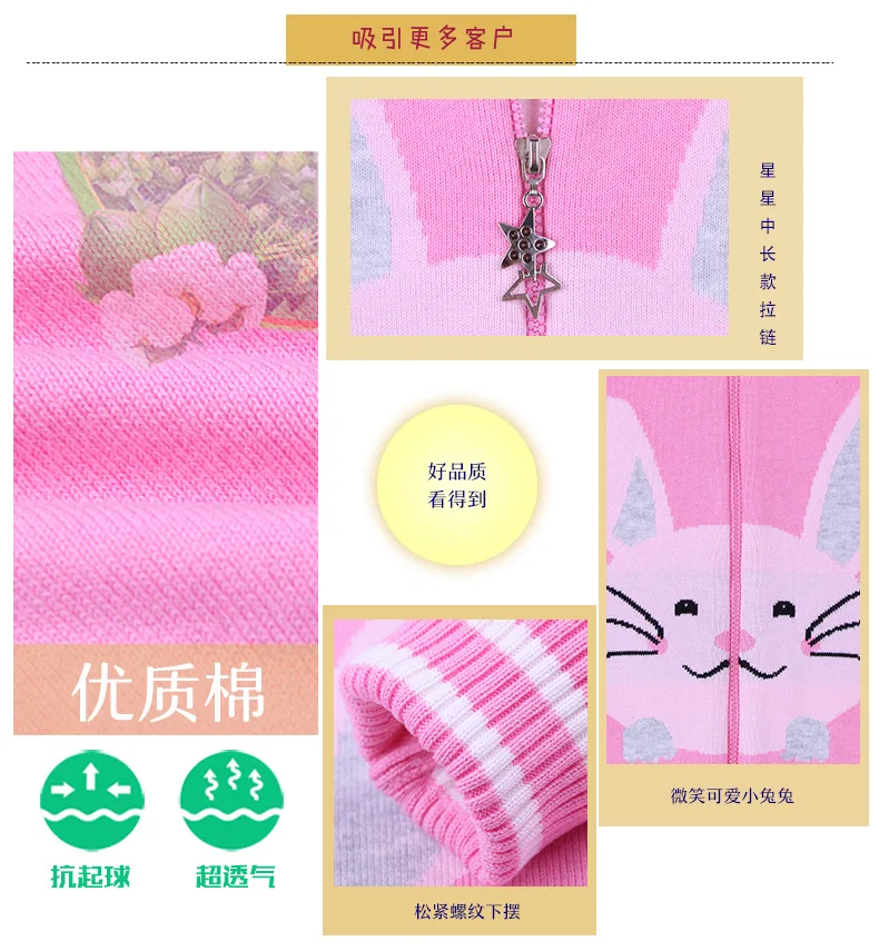 Цельный Палочки код кашемировый свитер в Корейском стиле-Стиль модная одежда в виде кролика с застежкой-молнией двойной Слои пальто стиль свитер