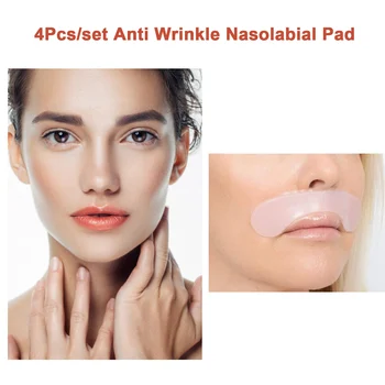 Picture of 4Pcs Anti Wrinkle Nasolabial Pad Reusable Silicone Around Lips Stickers Lifting Face Pads Anti-aging Prevent Nasolabial Wrinkle