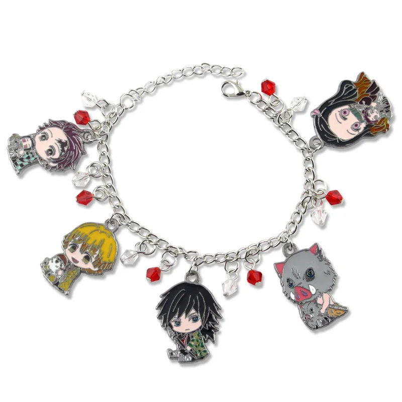 bronze Аниме Demon Slayer: Kimetsu no Yaiba сплав браслет Косплей Персонаж Мультфильма Kamado Tanjirou Kamado Nezuko милые классические подарки - Окраска металла: bronze