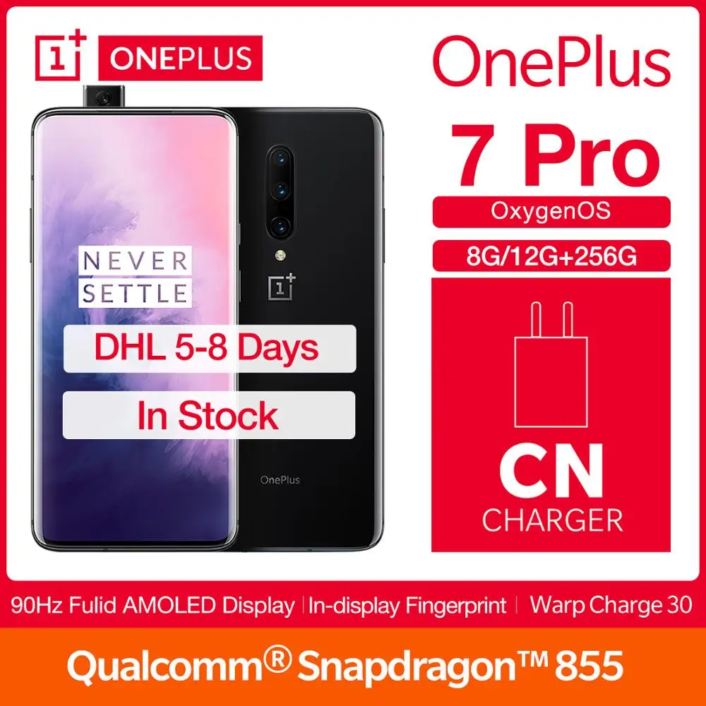 Глобальный Встроенная память Oneplus 7 Pro 8/6/12 ГБ Оперативная память 128/256 ГБ Встроенная память 6,6" AMOLED Дисплей UFS 3,0 тройной Камера 48MP Snapdragon 855 Octa Core