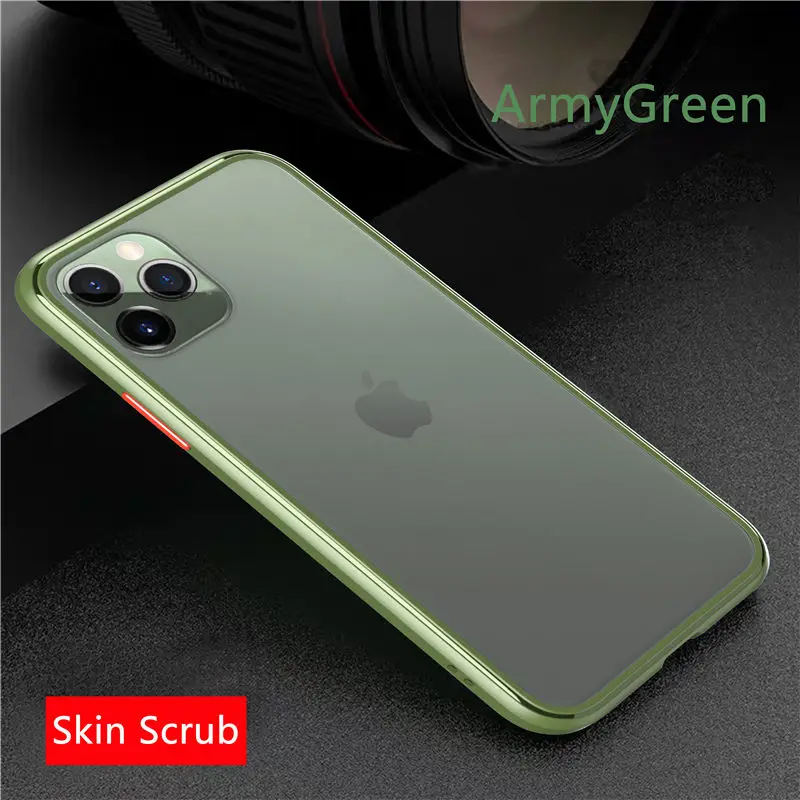 Зеленый Для iPhone 11 Pro Max 6 6s 7 8 Plus X Xs Max чехол для телефона силиконовый край и твердая задняя крышка прозрачный противоударный скраб корпус - Цвет: Зеленый