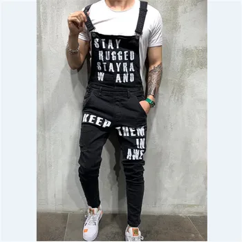 

2020 New Men Ripped Jeans Jumpsuits Shorts Summer Hi Street Distressed Denim Bib Overalls For Man Suspender Pants