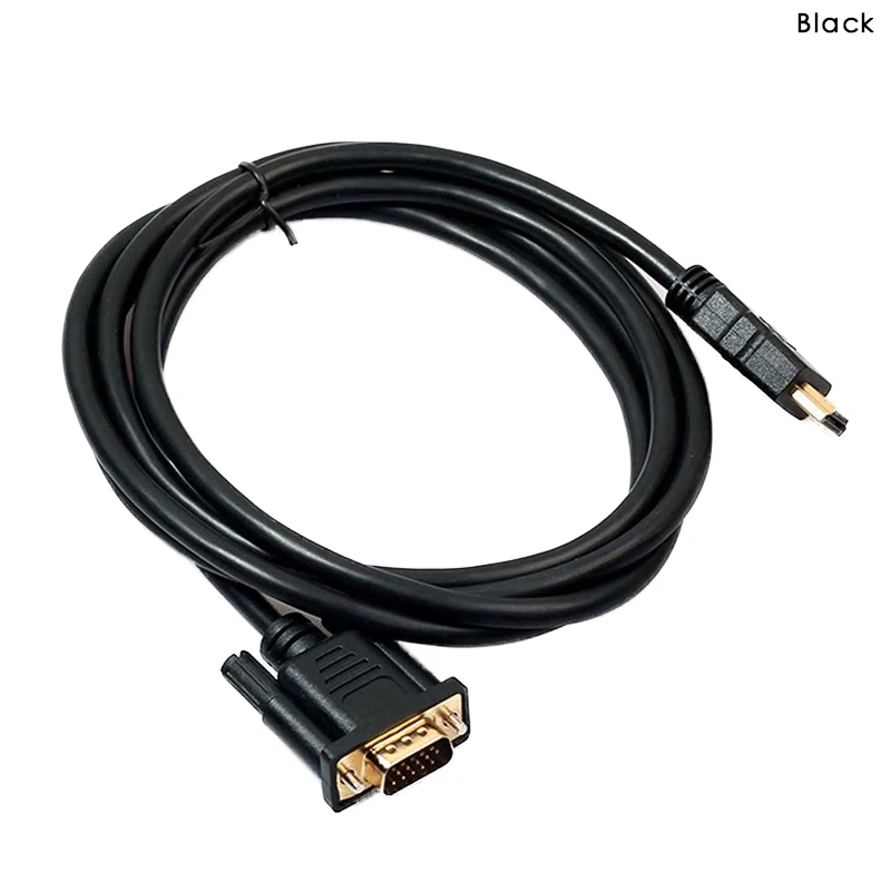 Черный Hdmi-vga H D конвертер кабель аудио кабель конвертер мужской женский 10,2 ГБ/сек. ПВХ HDMI мужской VGA 15 Pin 1,8 м для ПК ноутбука тв - Цвет: Черный