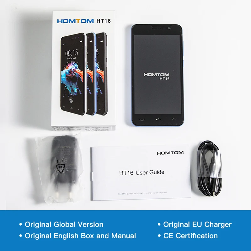 HOMTOM HT16 1GB 8GB5. 0 дюймов мобильный телефон Android 6 полный экран MTK6580 четырехъядерный