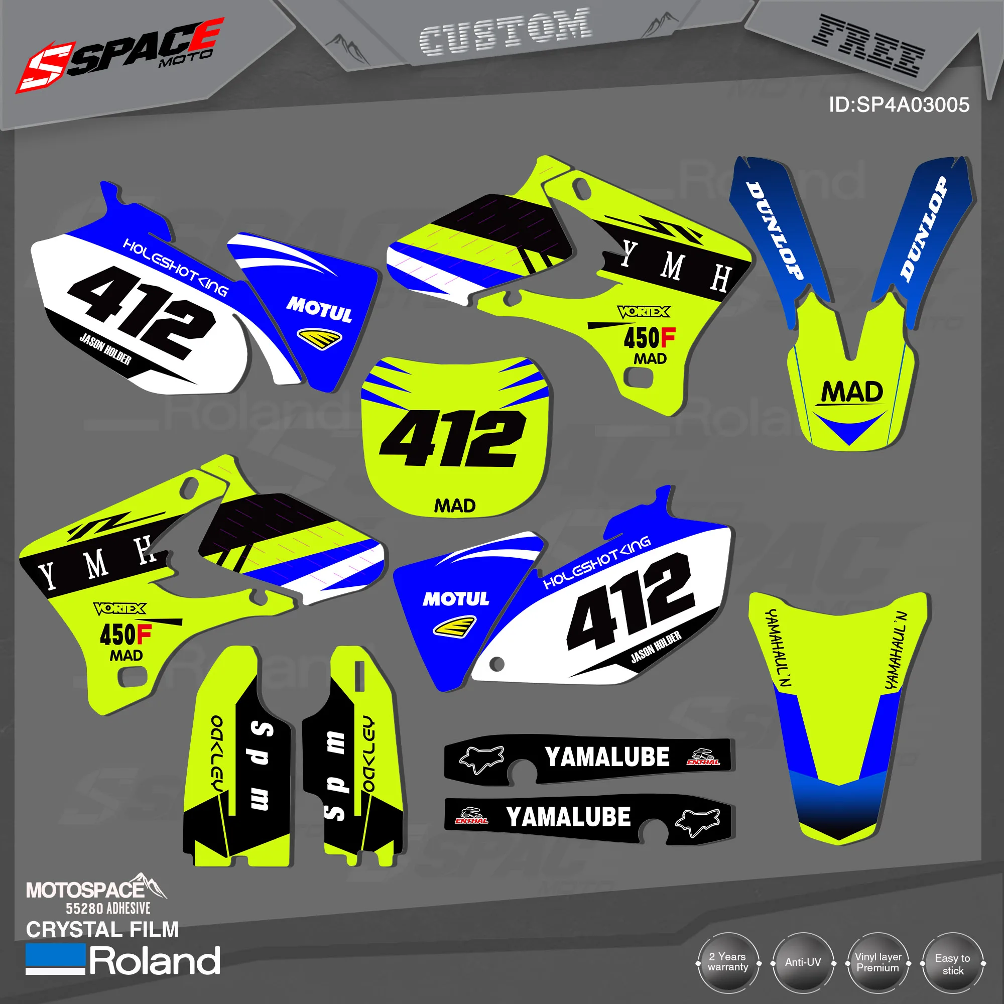 

MotoSpace Custom Team графические фоны наклейки 3M Набор наклеек для YAMAHA 2003 2004 2005YZF250-450 005