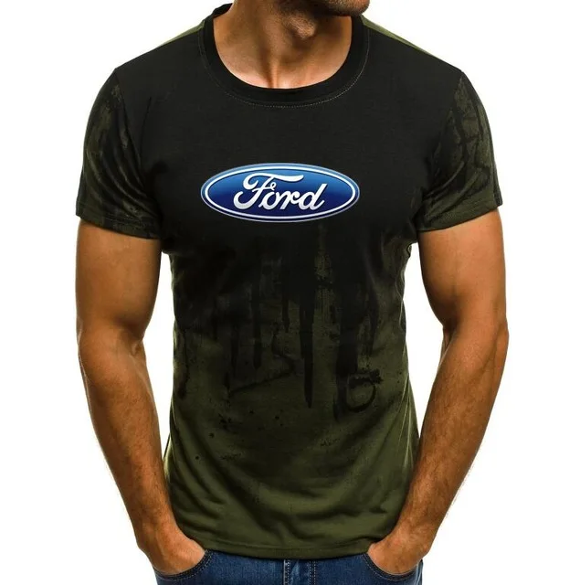 Ford Mustang Футболка мужская градиентный цвет короткий рукав Beefy Muscle Базовая однотонная блузка Футболка Топ Повседневная забавная футболка Летняя NY - Цвет: as picture