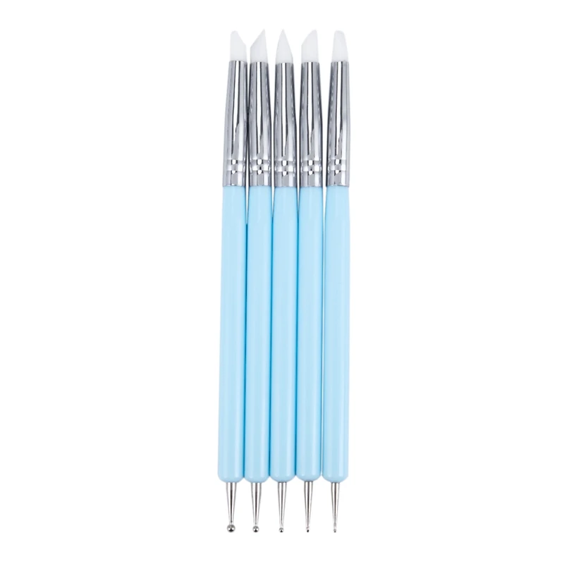 

5 X 2 Way Ball Styluses Dotting Tool Silicone Color Shaper Brushes Pen for Polymer Clay Pottery Modeling Sculpture Nail Art