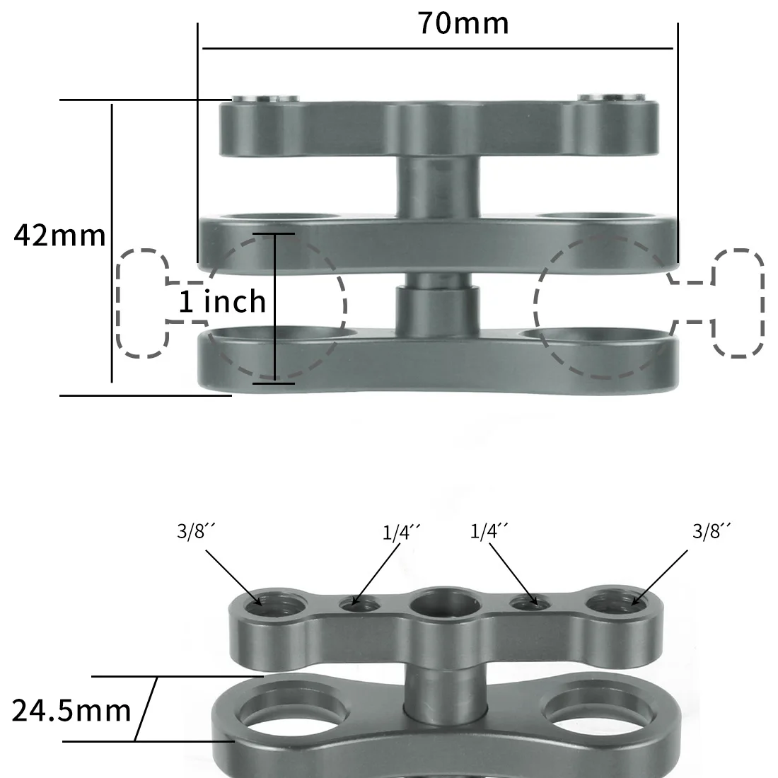 Aluminium CNC Kugelkopf Schmetterling Clip Tauchlicht Arm 360 Grad Clip Adapter Halterung Halter für Gopro YI für OSMO Action Kamera – Detail 21
