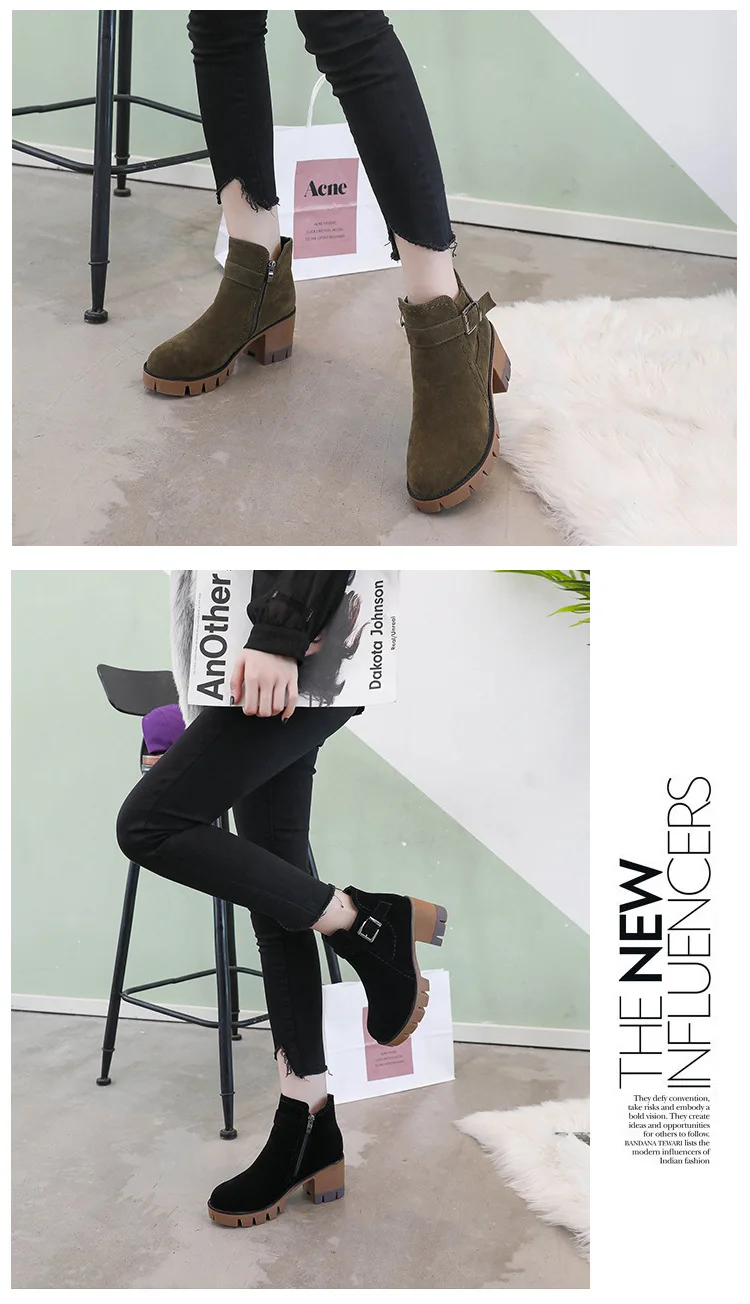 Bootee/ женские ботинки на молнии; женские сабо на массивном каблуке; зимняя обувь на платформе с круглым носком; женские ботильоны черного цвета на высоком каблуке
