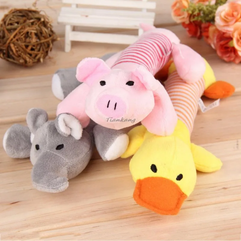 

Cute Pet Dog Animal Shape Chew Sound Toys Squeaker Squeaky Plush Sound Duck&Pig&Elephant Cartoon Toys For Dog
