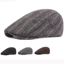 HT2778 береты для мужчин плюща Газетчик плоская шапка осень зима шляпа мужская Винтаж полосатый берет кепки шапки для мужчин художника живописца шляпа мужская шапка s