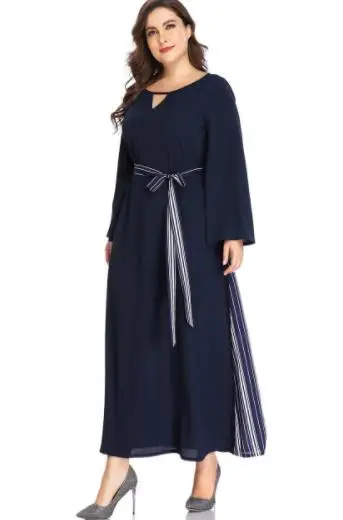 Women Summer Maxi Long Dress Plus Size 5XL Female Elegant Hole Sleeve Striped Print Tunic Beach Dresses AE33 | Женская одежда